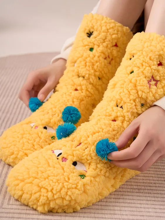 冬季捂脚保暖羊羔绒袜子可爱日系床上睡觉穿家居地板袜送男女朋友