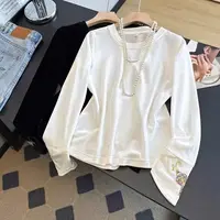 云锦 配国风马甲的打底衫长袖黑色金丝绒上衣秋冬刺绣新中式内搭