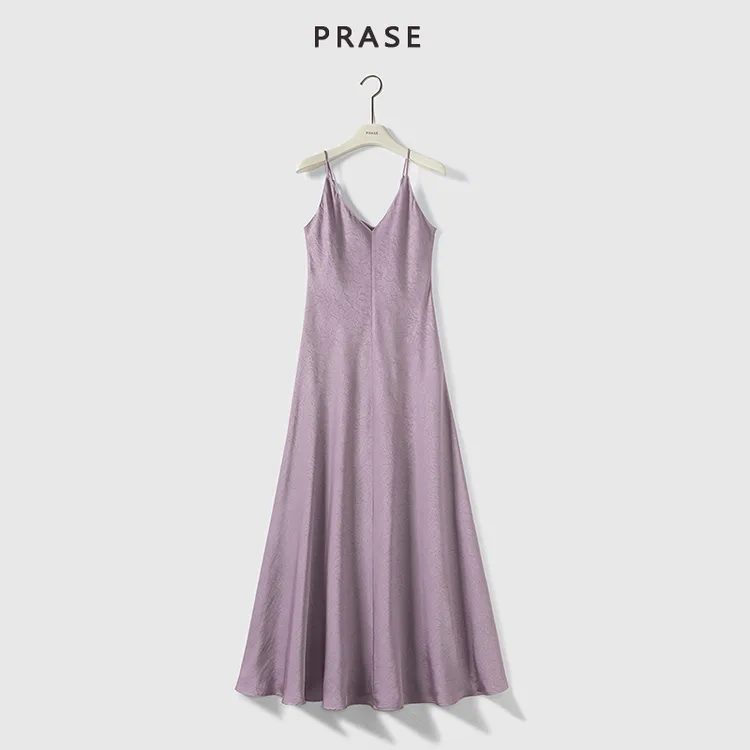 PRASE·噜【浮生梦】微胖轻奢设计款夏女气质V领吊带连衣裙PR504B05