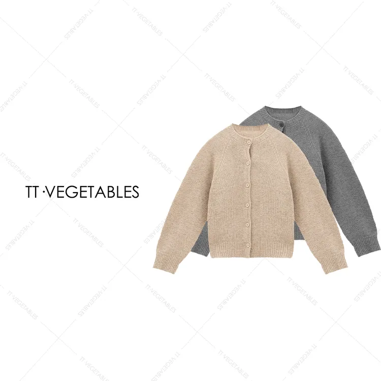 噢芬/小个子【栩糯】100%美丽诺羊毛针织花纱圆领开衫毛衣522686