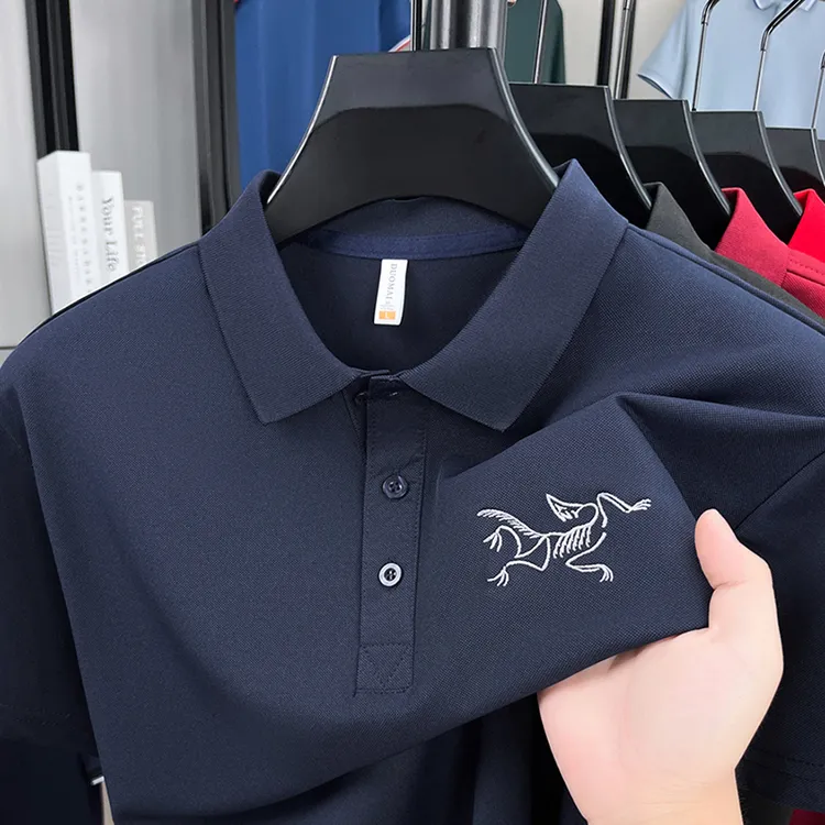【清仓折扣】夏季新款刺绣鸟款短袖t恤男士薄款休闲商务翻领polo衫