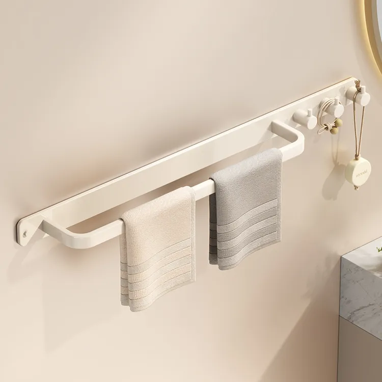 高端厨卫多功能挂架毛巾架挂钩抹布收纳杆浴室毛巾架衣架铝毛巾杆
