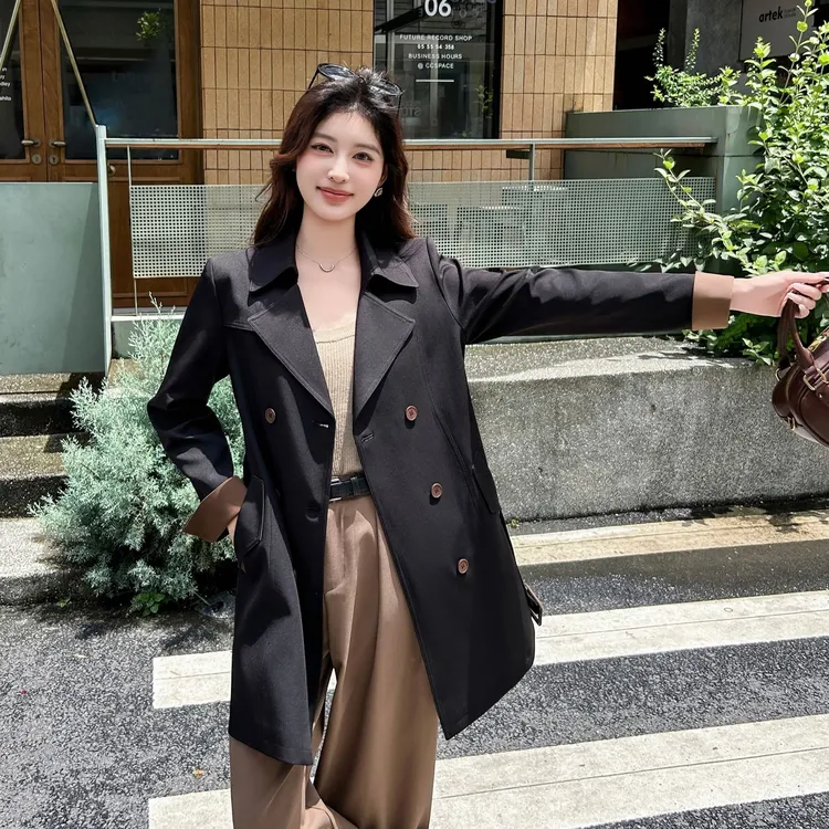 【威尼斯买手店-S】英伦风华秋季气质休闲风宽松风衣外套女-570