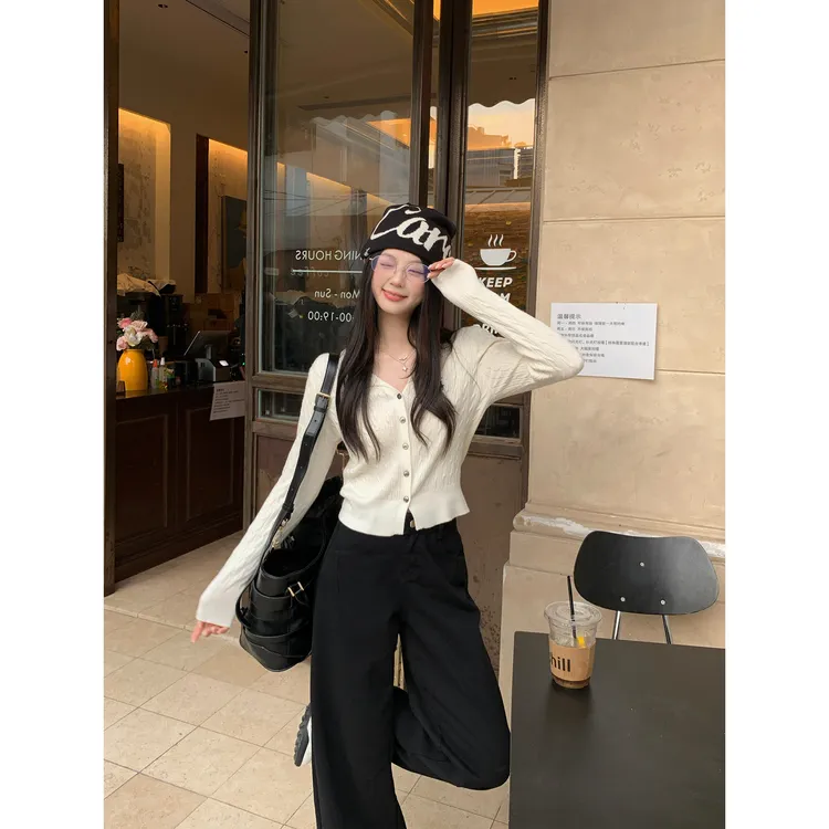  切糕自制【淡奶油】小个子初秋女流光风纯欲慵懒百搭质感长袖毛衣