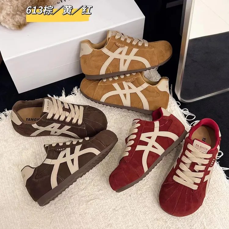 YXJM运动鞋系带厚底拼色鞋子韩版时尚休闲鞋德训鞋少女风