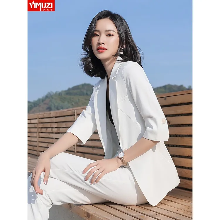 白色西装外套女夏薄款2025新款小个子气质女神范职业装套装小西服