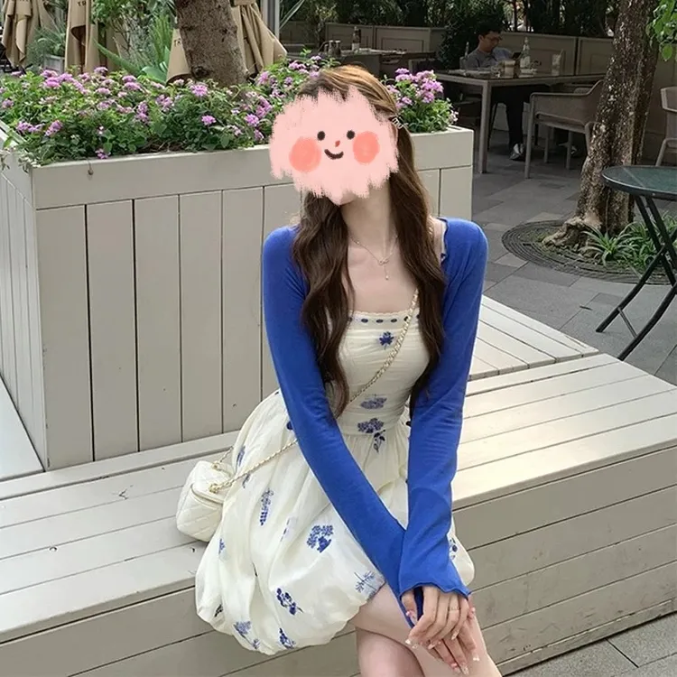 新中式国风EIA一尧【海盐coco】法式吊带连衣裙春夏花苞裙+开衫