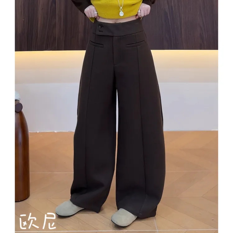 欧尼私服 2025秋季新款设计感垂感直筒阔腿休闲裤2509C6203