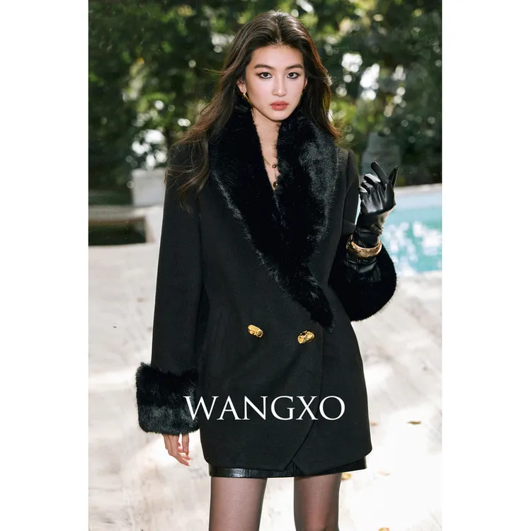 WANGXO 环保珍珠狐毛羽绒外套  2531581W