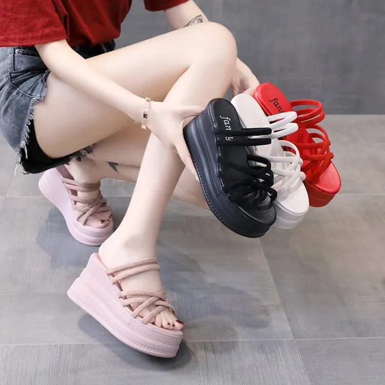 2025夏季新款凉鞋女小码拖鞋女外穿韩版一字厚底两穿罗马凉鞋女