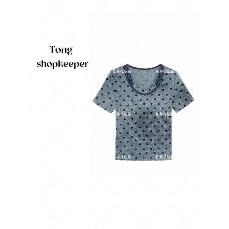 QJ/彤掌柜1681775 夏季25假两件扎染工艺经典波点时尚减龄上衣