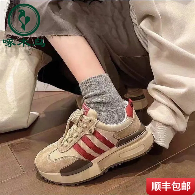 啄木鸟运动女鞋2025春秋季新款软底老爹鞋女内增高女鞋休闲日常百
