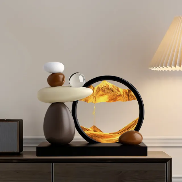 贝汉美时来运转流沙画摆件轻奢高档高级感小众客厅电视柜酒柜装饰