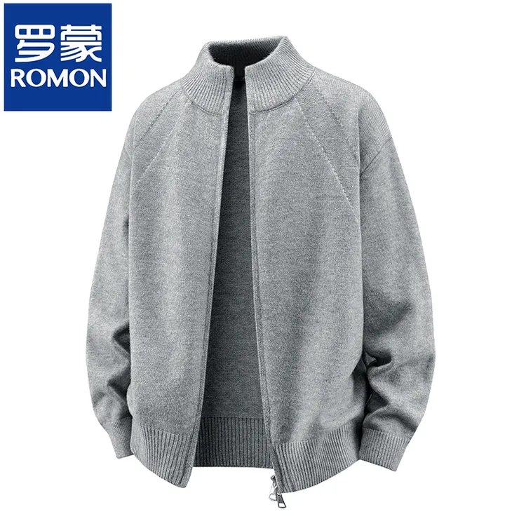 罗蒙2025秋冬立领针织毛衣男韩版慵懒风开衫线衣外套宽松外穿夹克