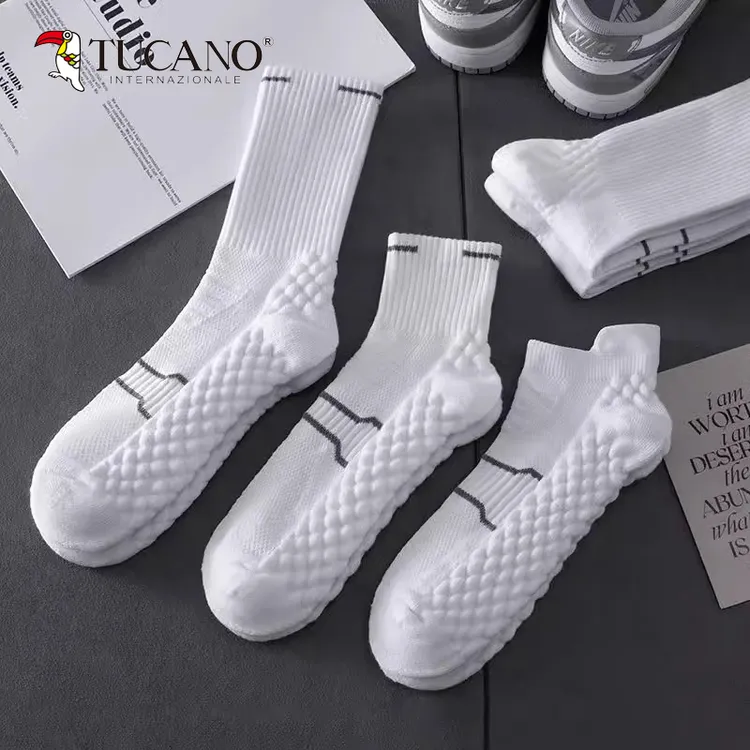 TUCANO袜子男款春秋运动跑步中筒棉袜毛巾底袜篮球防臭羽毛球长袜