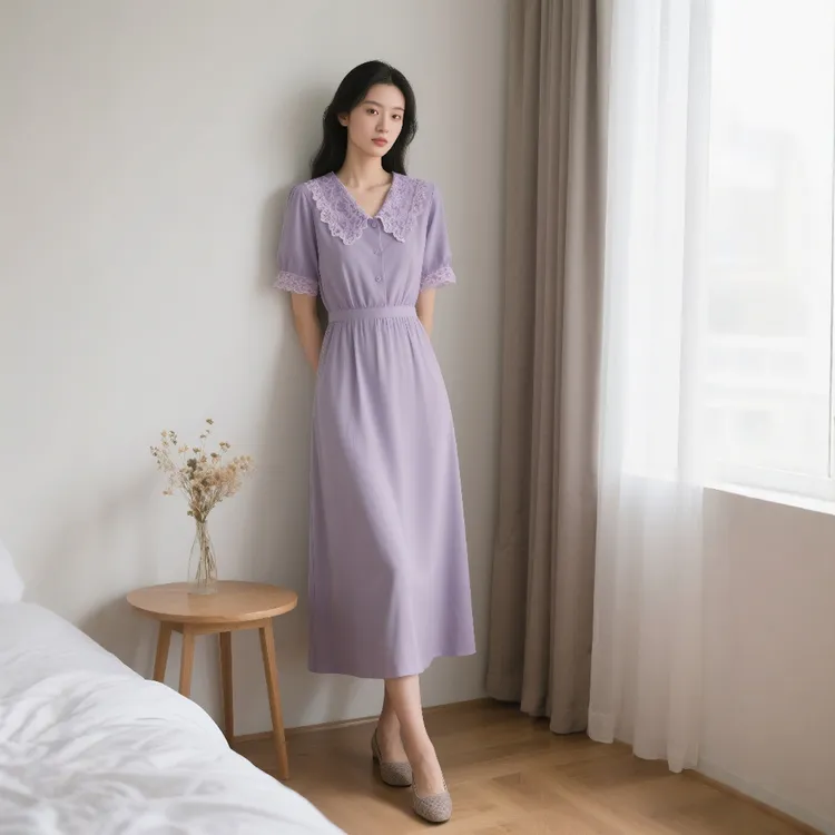 夏装新款女装时尚穿搭气质法式复古显瘦连衣裙优雅轻熟风女士通勤