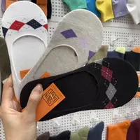 果妈家 韩国进口菱形格浅口棉质女士女袜休闲百搭防滑防掉跟透气