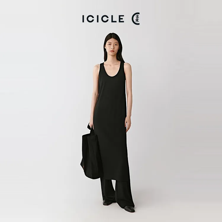 【可水洗】ICICLE之禾25早秋新品羊毛罗马布长款连衣裙0986