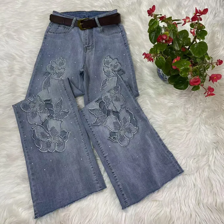 9018春款新款镂空纂直筒裤