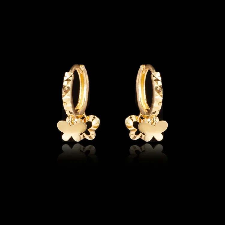 铜合金耳饰 秋冬新款金色蝴蝶耳扣简约轻奢时尚感女士耳环