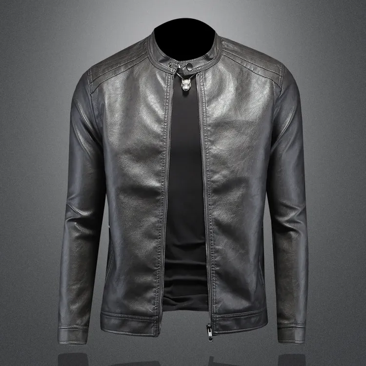 Vaesric Poseidon/瓦萨琪波塞冬漫威毒液欧美简约立领皮衣男士