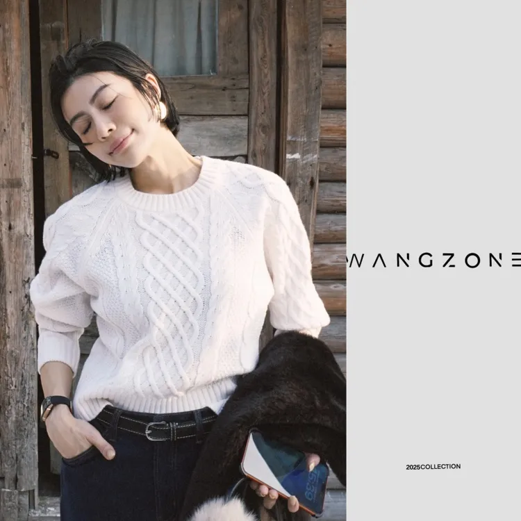 WANG ZONE丨甄奢重工100羊毛绞花温柔慵懒风复古麻花圆领毛衣