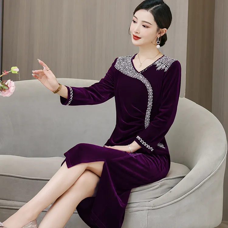 十一结婚喜妈妈礼服丝绒2025新款高贵年轻洋气喜婆婆婚宴装喜服秋