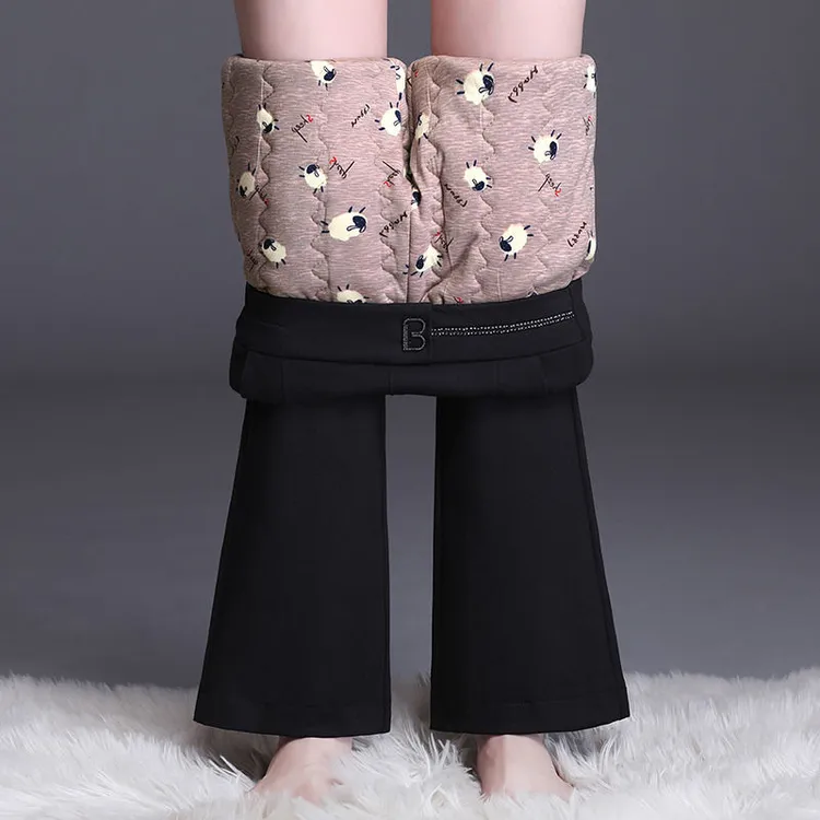 蚕丝棉裤女款爆款2025新款冬季外穿抗寒保暖微喇叭裤加厚加绒裤子