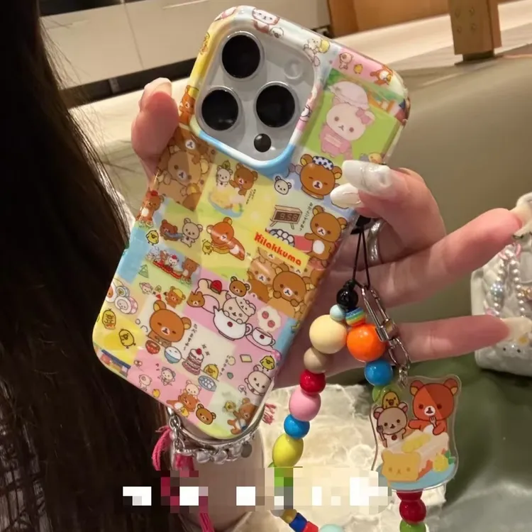 侧面图案满屏卡通熊适用于苹果16promax手机壳15保护套14/13少女