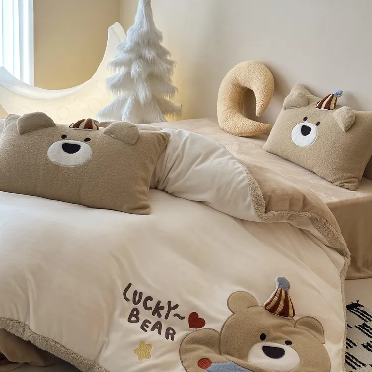 高端定制250g加厚牛奶绒四件套冬季保暖防静电不掉毛加绒床单床笠