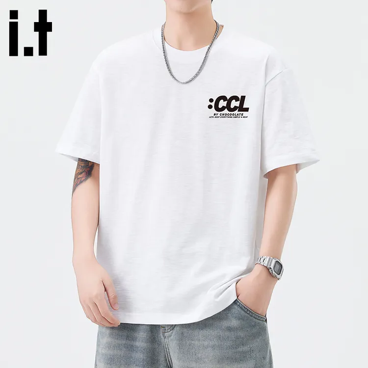 i.t:CHOCOOLATE男士纯棉t恤短袖宽松2025年新款夏季百搭半袖上衣