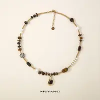 muyang/慕阳 钛钢仿水晶项链 时尚复古简约个性小众屿见项链