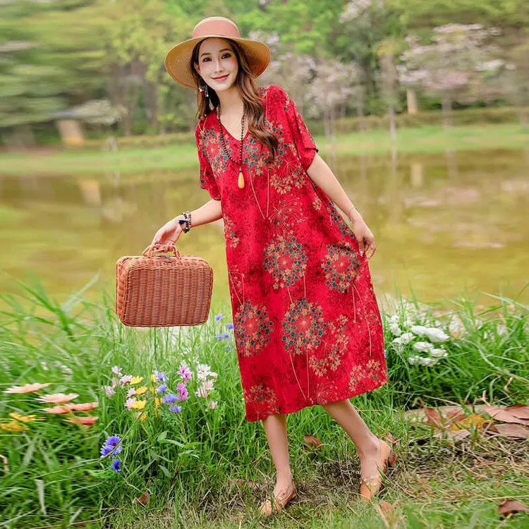 高端中老年棉绸连衣裙女夏季中年妈妈新款长裙子气质睡裙女夏外穿