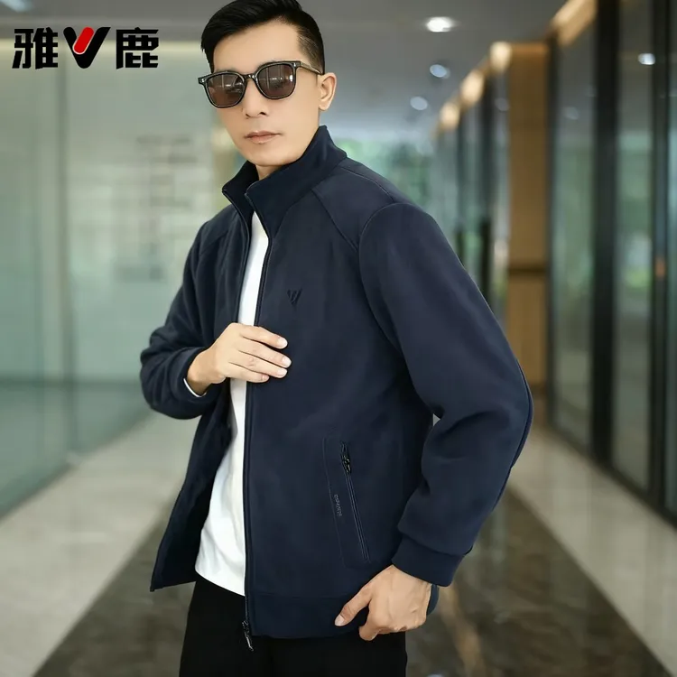 雅鹿男秋冬款奥粒绒外套锁温加厚保暖中年双面绒爸爸装抗皱显瘦1