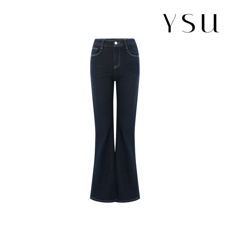 【余书】"曳影"复古加绒高腰修身显腿喇叭牛仔裤Y304332