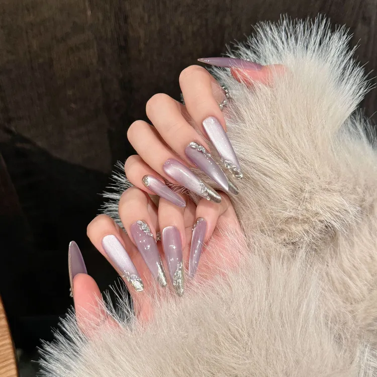 【紫韵鎏金】2623微笑猫眼美甲渐变温柔甜美气质纯欲高级手工穿戴甲