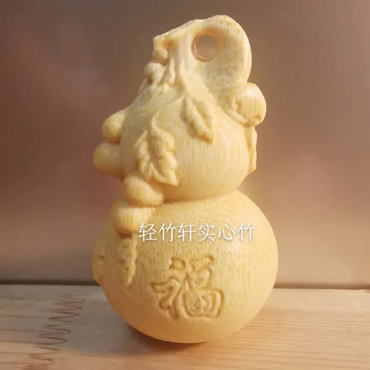 《福禄葫芦》四季平安葫芦多子多福葫芦实心竹竹雕手把件龙血金丝竹