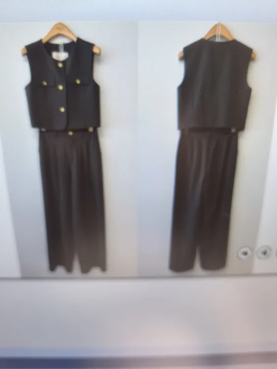 ON0029款时尚气质无袖阔腿裤套装