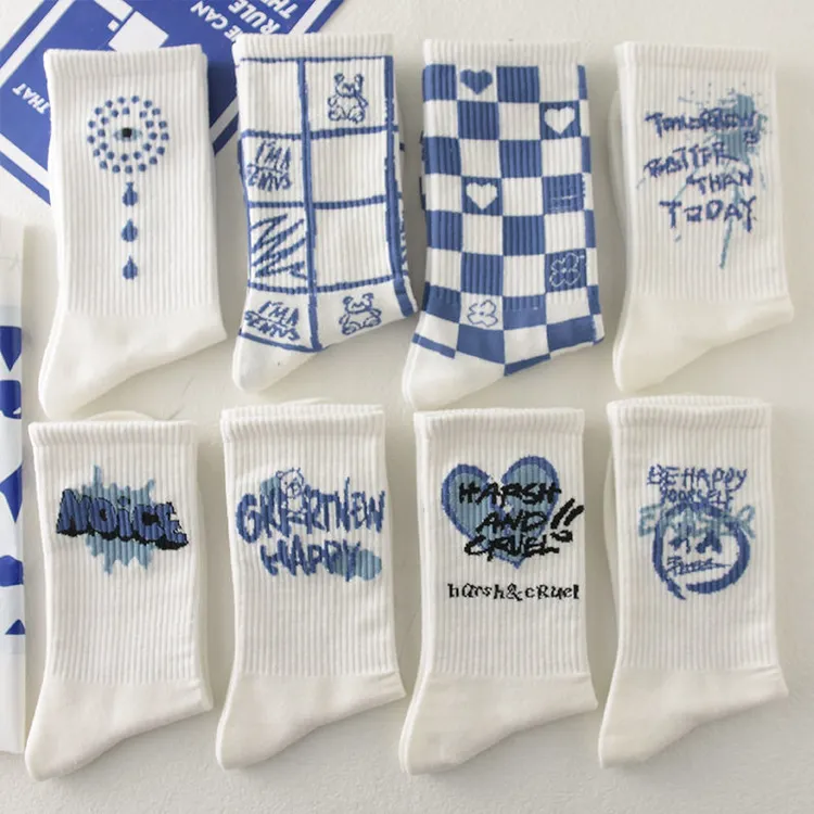 袜子女ins潮百搭长筒袜韩版中筒可爱日系学生白色秋季款女生长袜