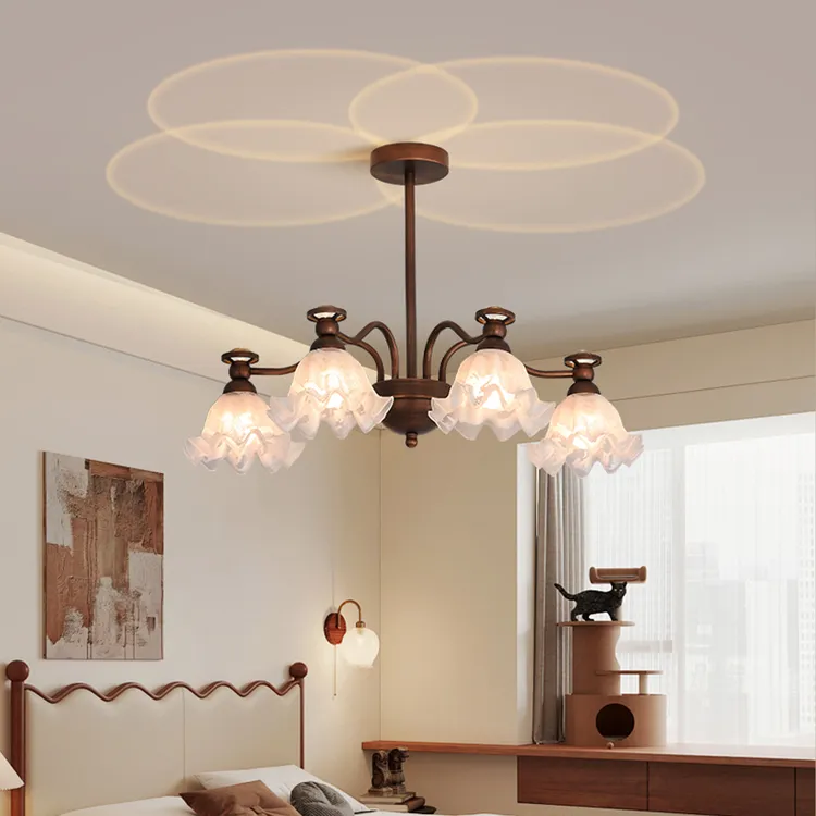 CASAGD复古中山风铃兰花客厅吊灯美式中古卧室灯带射灯餐厅投影灯