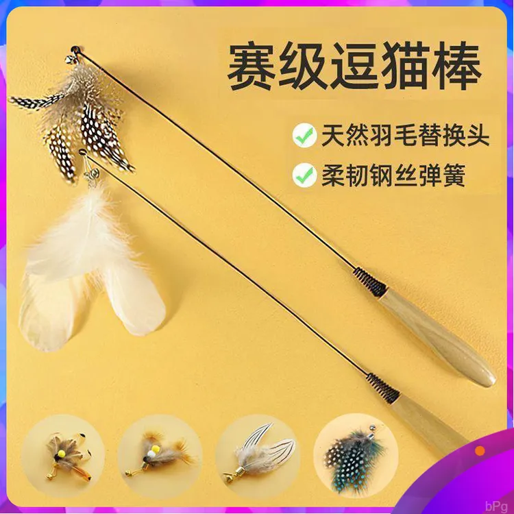 CFA赛级逗猫棒头替换木柄钢丝仿真昆虫逗猫棒小飞虫羽毛替换头
