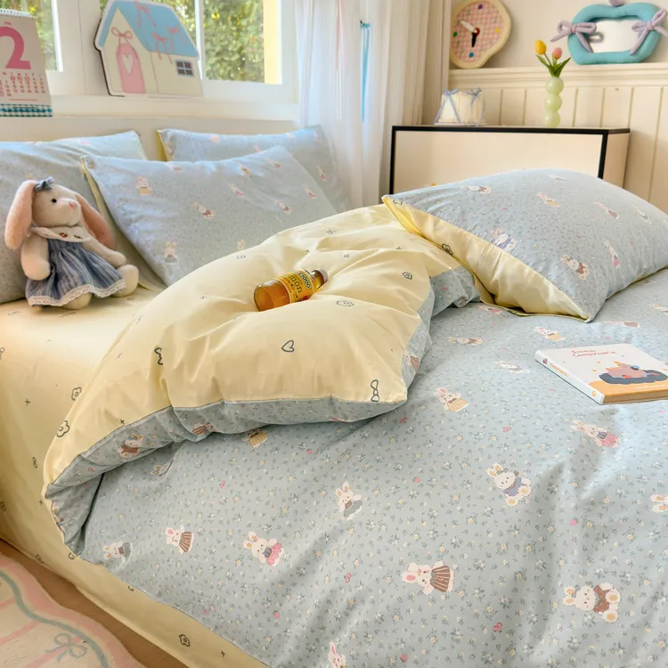 全棉四件套小清新四件套卡通四件套单被套单床单