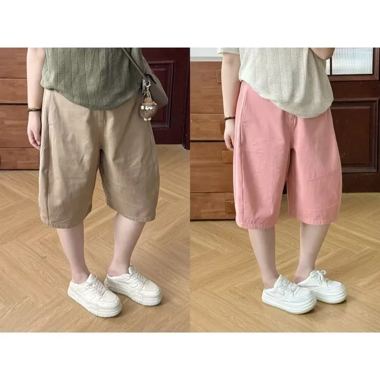 佳佳【恋爱作曲】纯色夏季直筒中裤显瘦高腰休闲百搭宽松五分