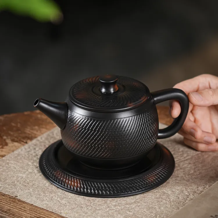 紫陶大容量汉瓦壶纯手工复古中式跳刀高档茶道大号功夫茶具家用