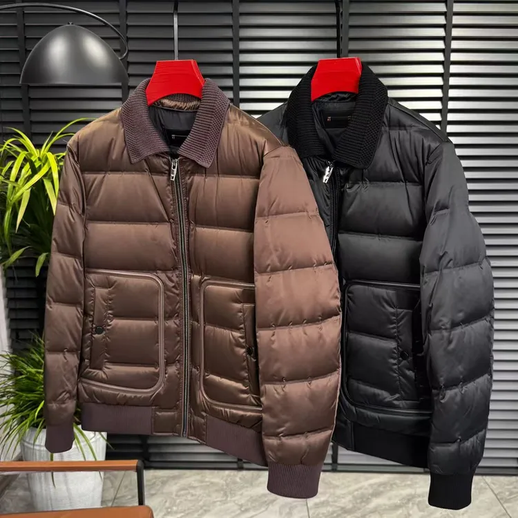 张先生欧货•5112冬季男士商务休闲可拆卸针织翻领羽绒外套