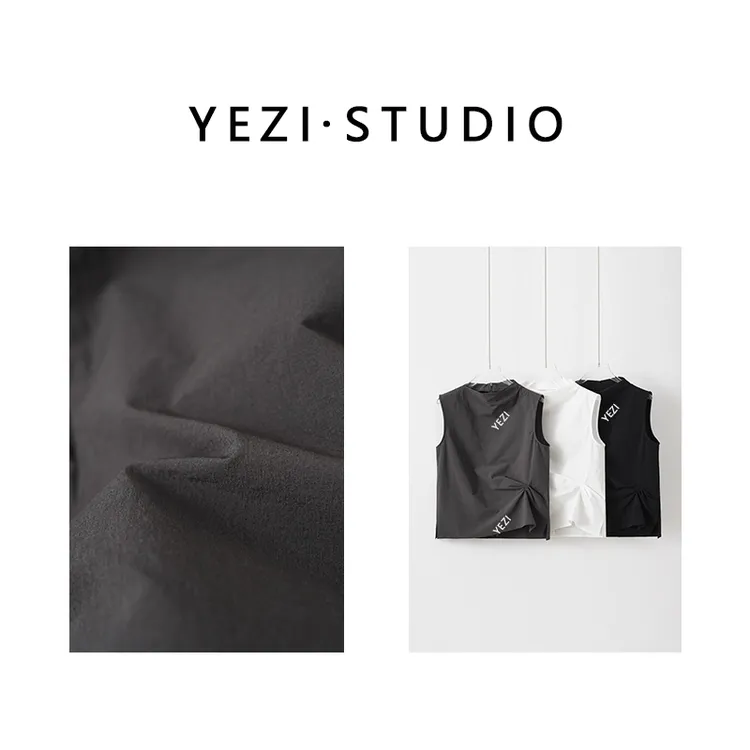 【罗la密码】凉爽透气法式设计感无袖立领褶皱收腰小衫25216020