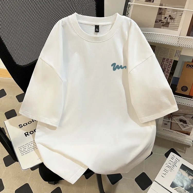 夏季新款宽松型小众印花短袖男T恤上衣高级感男装宽松百搭小众