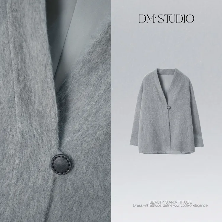 DEDM•STUDIO静奢高级感绵羊毛+桑蚕丝+羊绒外套大衣2508WT/DY525