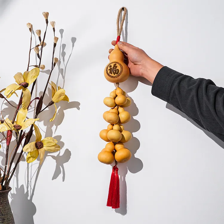 家居清新原皮天然晾晒暖黄17颗子母葫芦串家居客厅挂饰