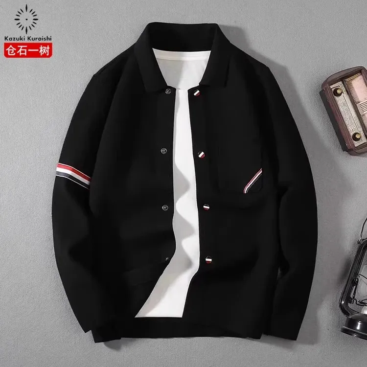 仓石一树潮牌毛衣开衫男士春秋韩版潮流时尚宽松男生衣服高级外套
